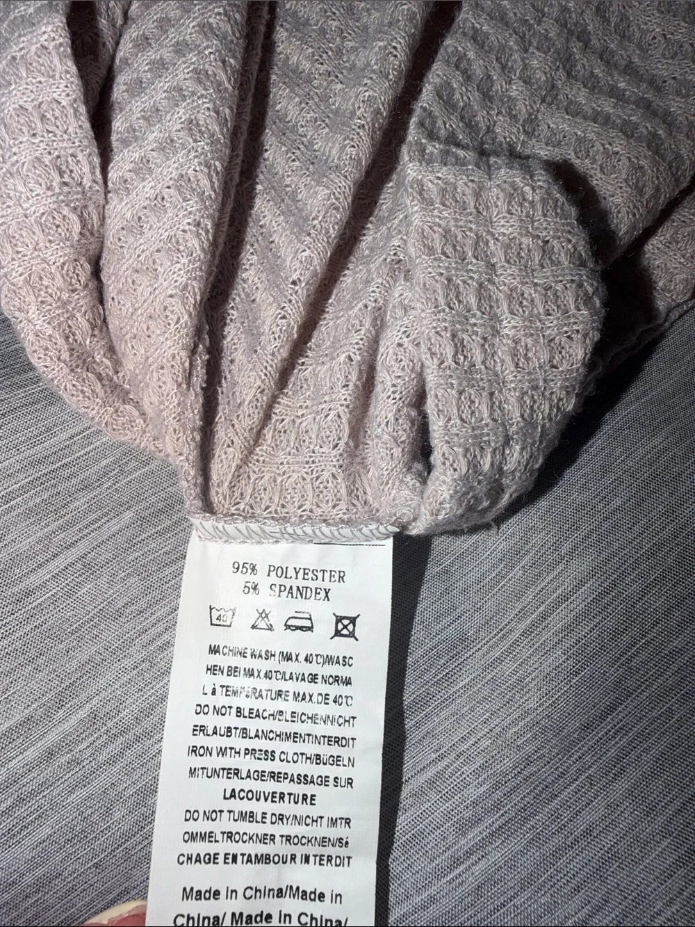 Women's Long Sleeve Waffle-Knit set in Light Beige
